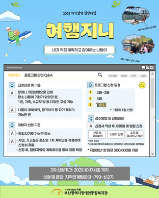 2025년 자기설계 현장체험 『여행지니』3차 모집 모집안내